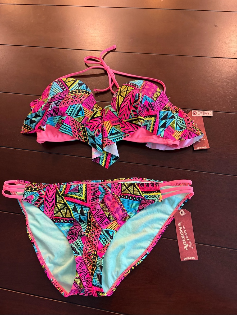NWT Arizona Jeans Co. Push-Up Bikini Set L/XL